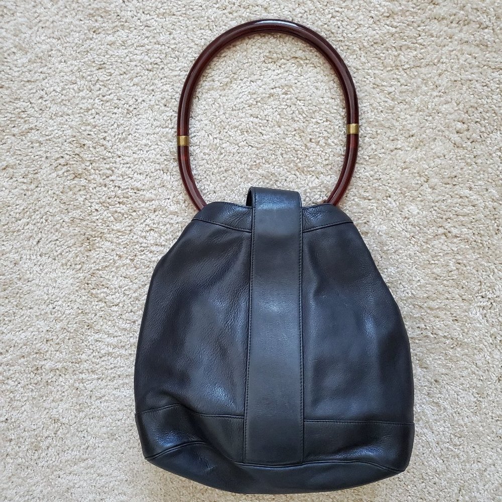 Black Leather Tortoise Vintage Gucci Handbag - Picture 2 of 11
